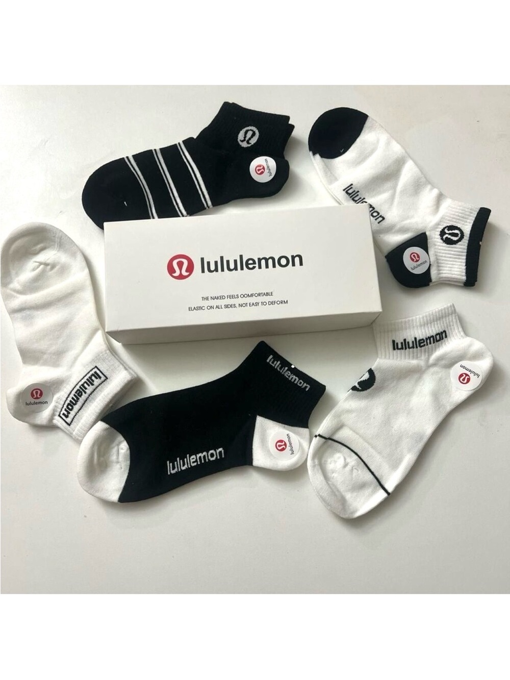 Lululemon Women's White and Black Low Cut 5 Pairs Socks